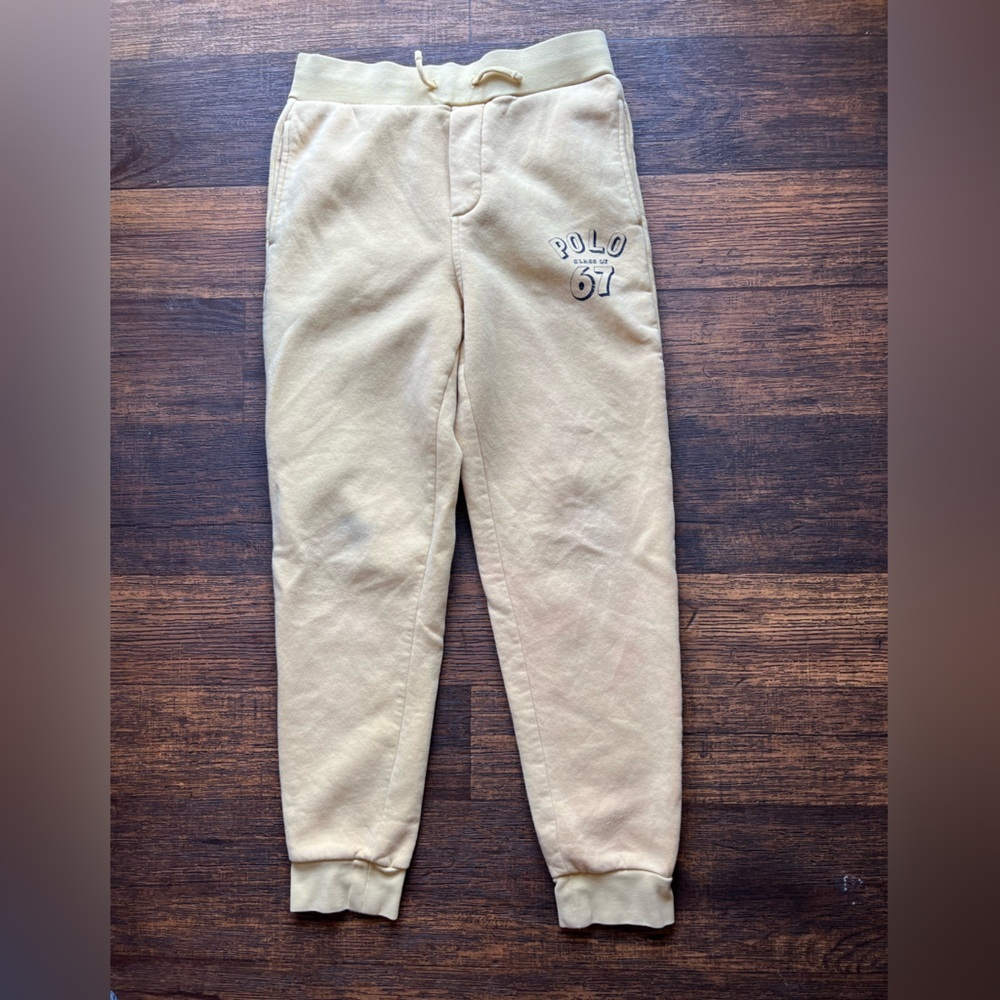 Kid's Polo Ralph Lauren Joggers Yellow Pony Solid M 10-12 Tapered Preppy Casual
